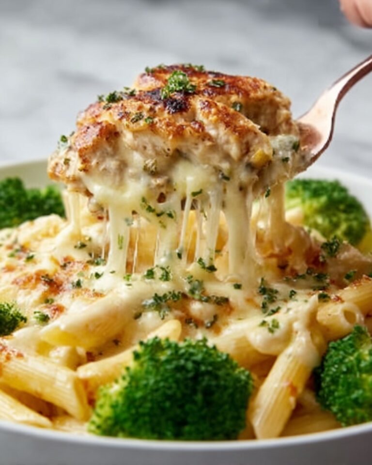 Tuscan Chicken with Creamy Broccoli Alfredo Penne Recipe