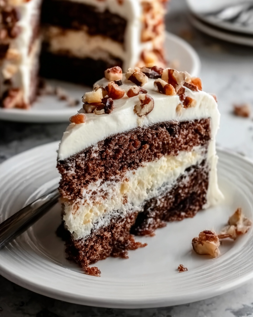 White German Chocolate Cake with a Cheesecake Center Recipe - Recipe Image