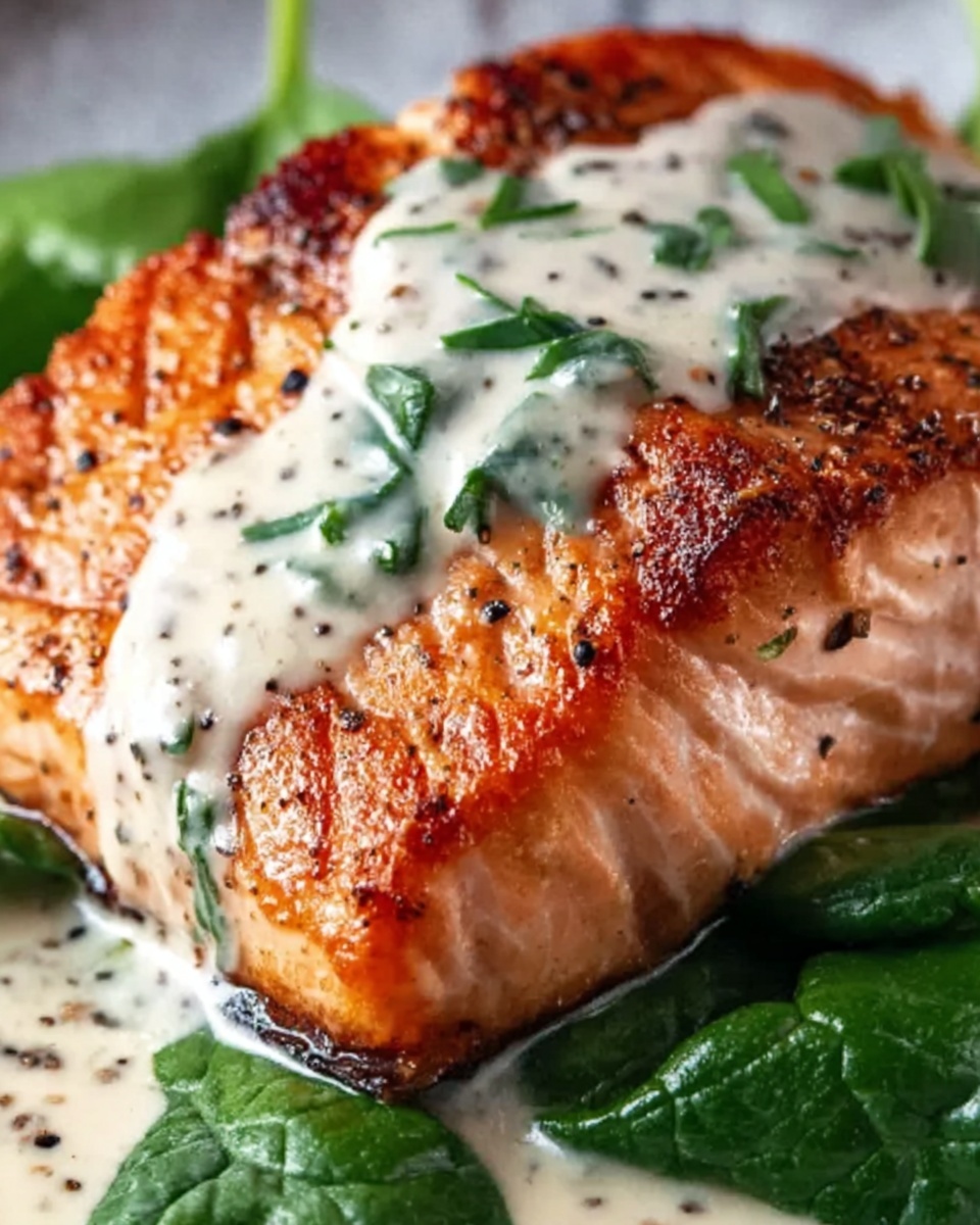 Pan-Seared Salmon with Creamy Florentine Sauce Recipe - Recipe Image