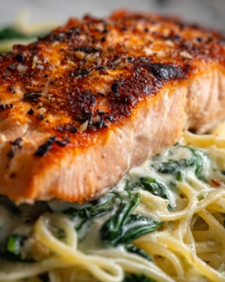 Blackened Salmon Stuffed with Spinach and Parmesan Recipe