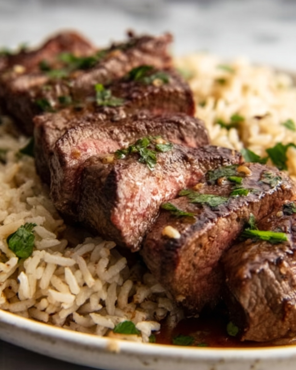 Honey Garlic Butter Steak and Rice Skillet Recipe - Recipe Image