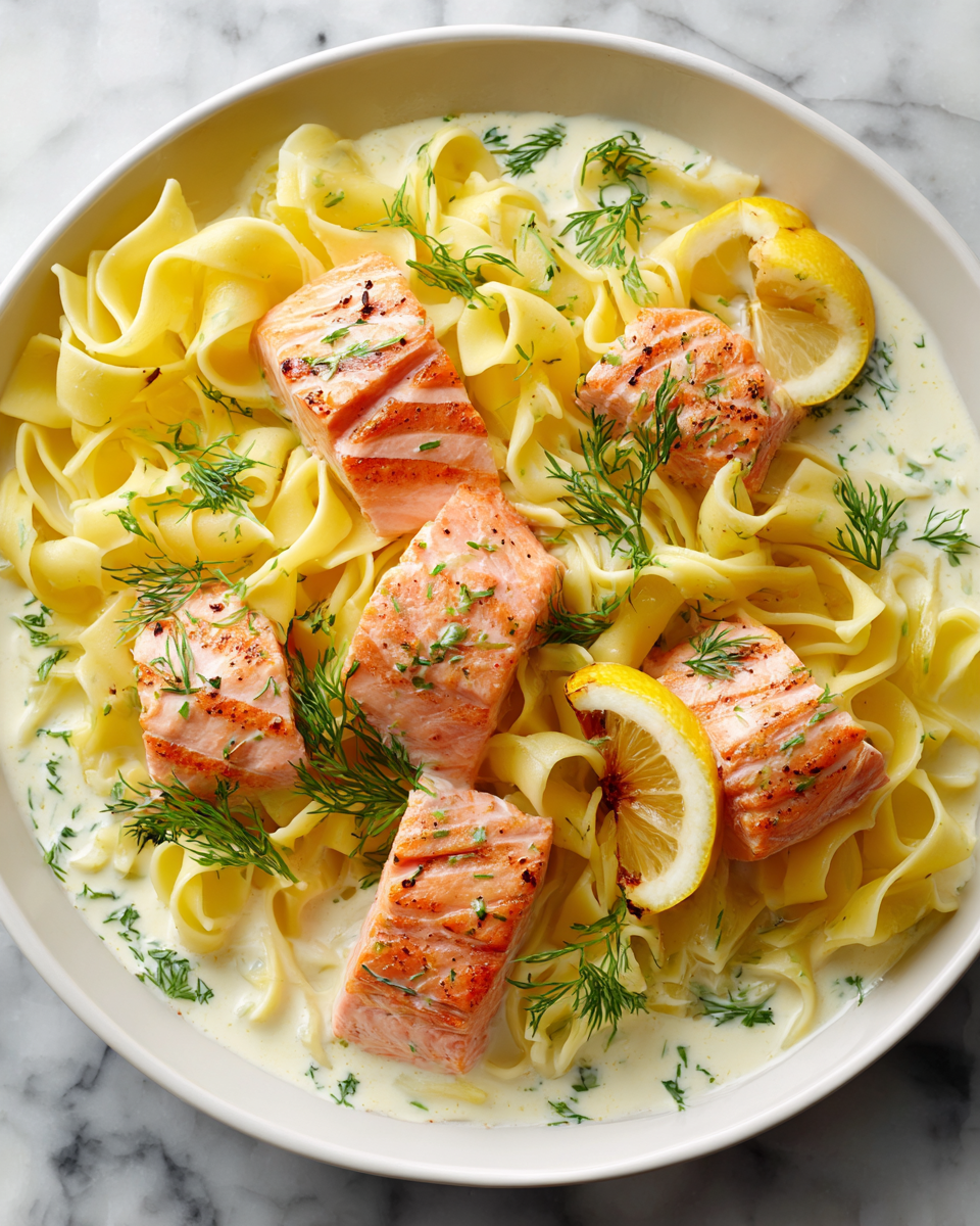 Citrus-Scented Pappardelle with Slow-Roasted Salmon Recipe - Recipe Image