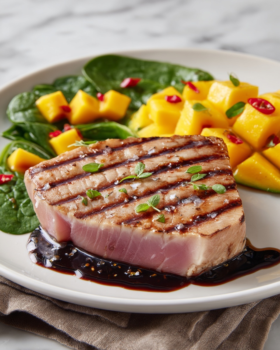 Grilled Tuna Steaks with Mango Chutney Recipe - Recipe Image