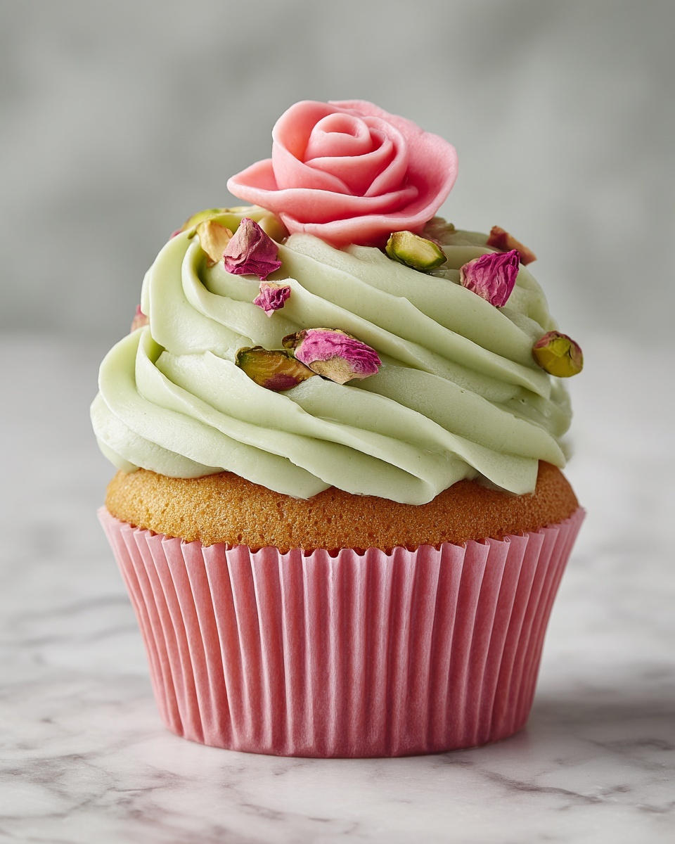 Mini Rose Pistachio Cupcakes Recipe - Recipe Image
