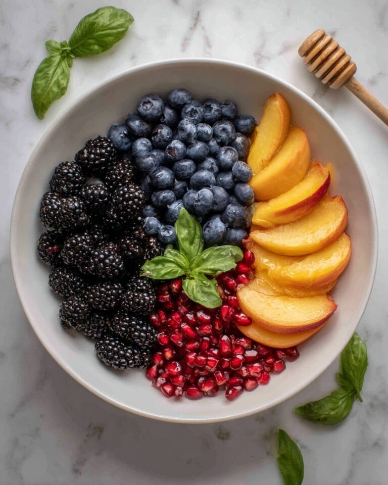 Honey Lime Basil Peach Fruit Salad Recipe