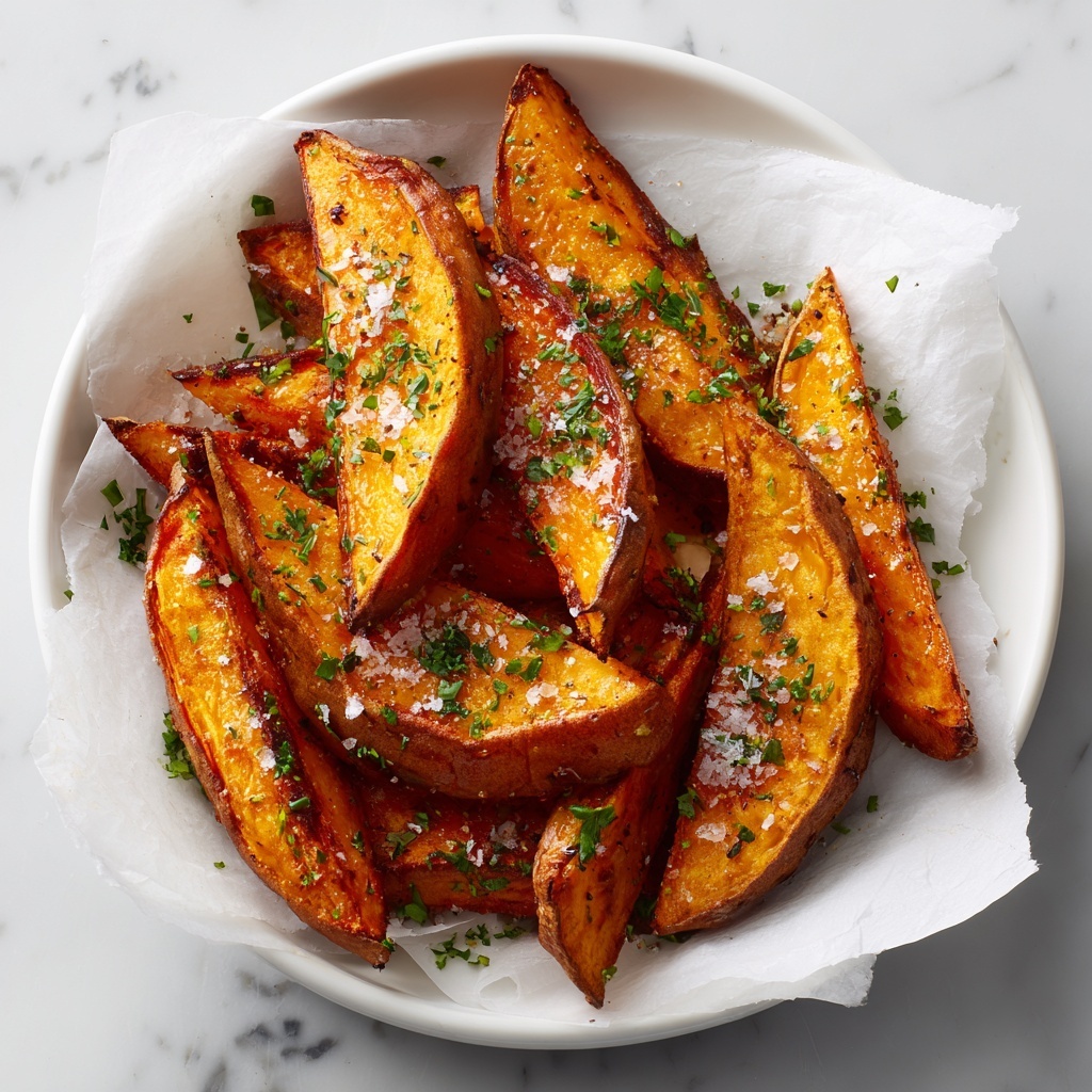 Garlic Parmesan Sweet Potato Wedges Recipe - Recipe Image