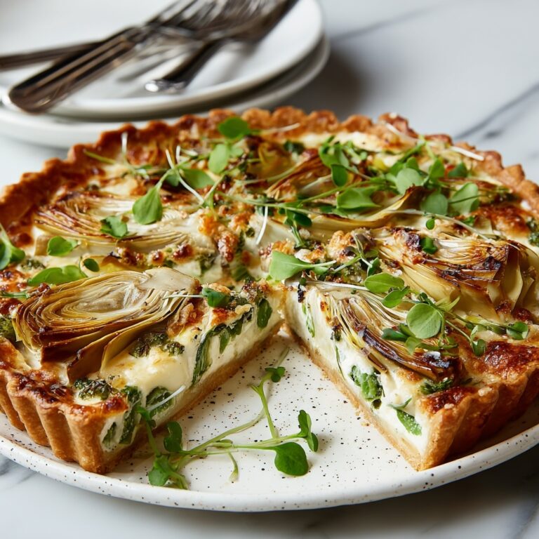 Artichoke & Broad Bean Tart with Watercress Pesto Recipe