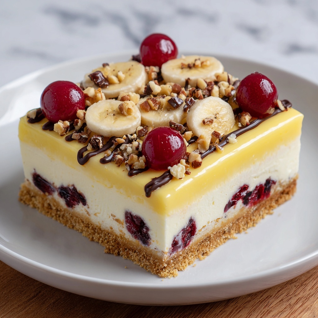 No-Bake Banana Split Cake Recipe - Recipe Image