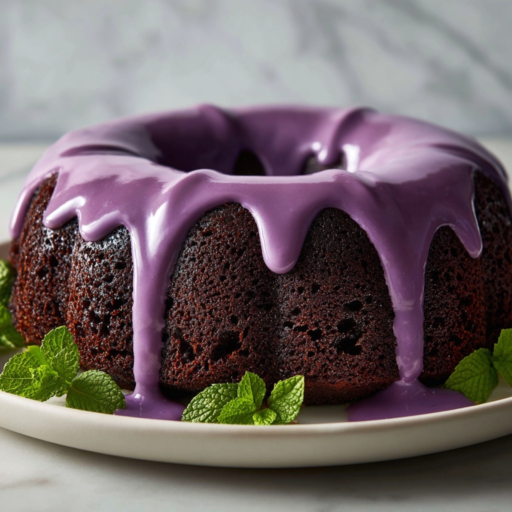 Chocolate Bundt Cake with Hibiscus Cream Cheese Glaze Recipe - Recipe Image
