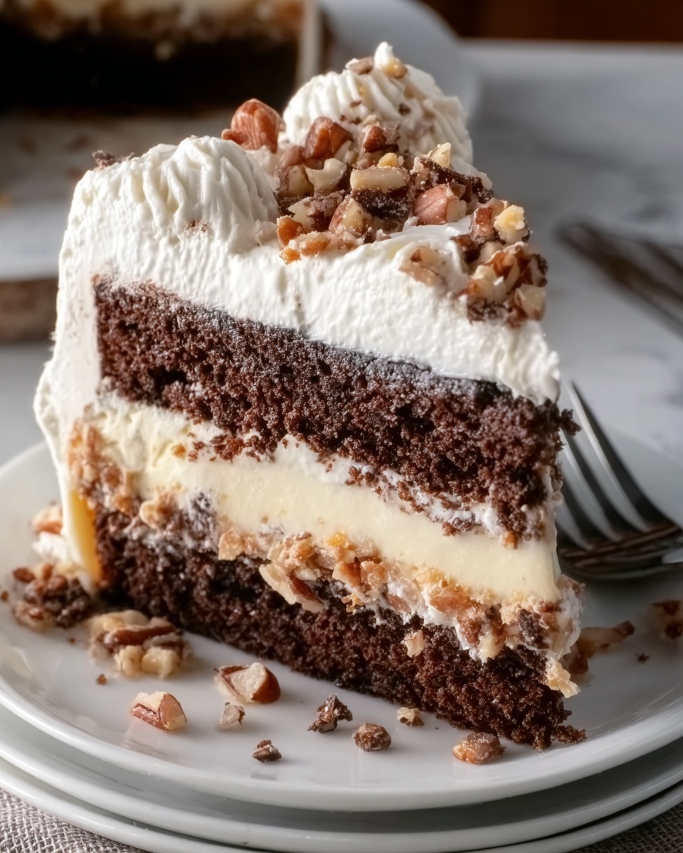 White German Chocolate Cake with a Cheesecake Center Recipe - Recipe Image