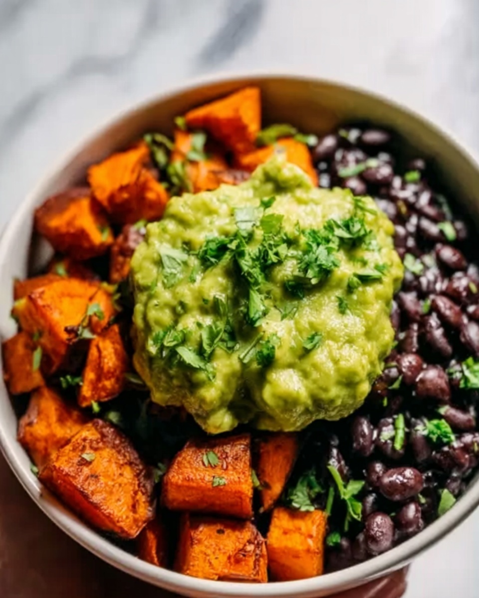 Sweet Potato and Black Bean Bowls with Avocado Lime Dressing Recipe - Recipe Image