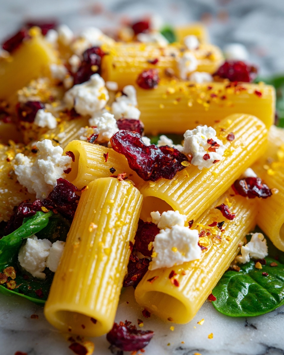 Feta & Cranberry Rigatoni Salad with Lemon Vinaigrette Recipe - Recipe Image