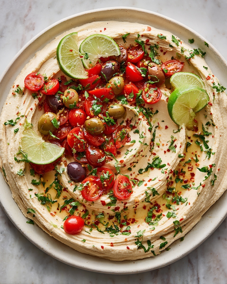 Greek Style Loaded Hummus Recipe - Recipe Image