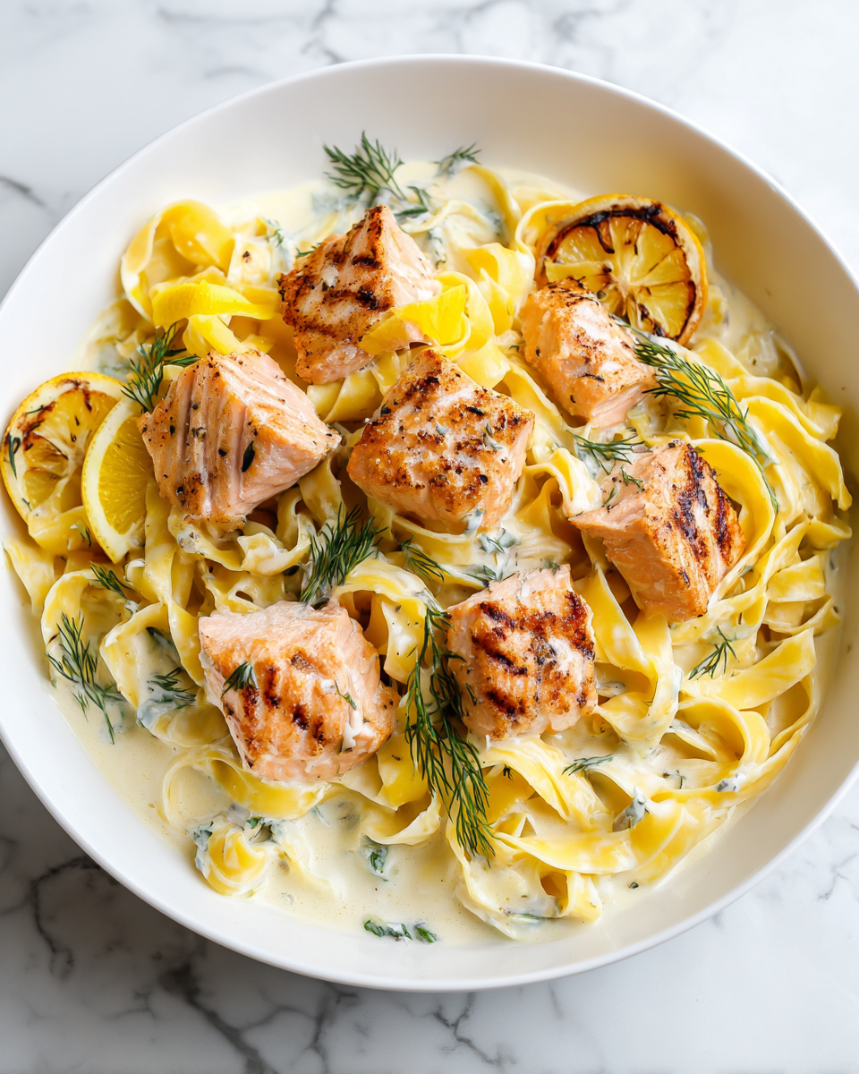 Citrus-Scented Pappardelle with Slow-Roasted Salmon Recipe - Recipe Image