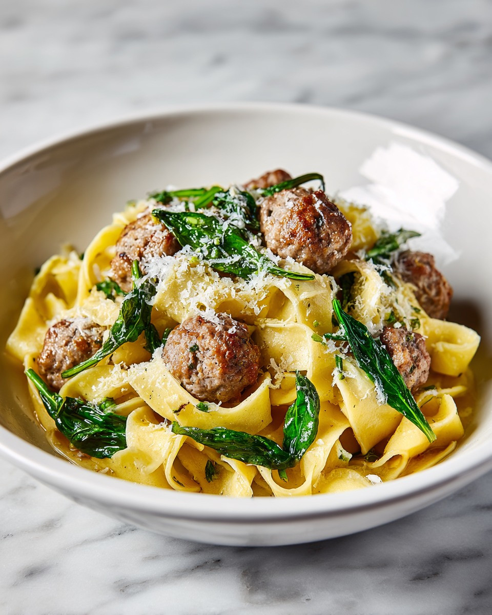 Winter Pasta with Mushrooms, Sausage Meatballs, Walnuts & Crispy Sage Recipe - Recipe Image