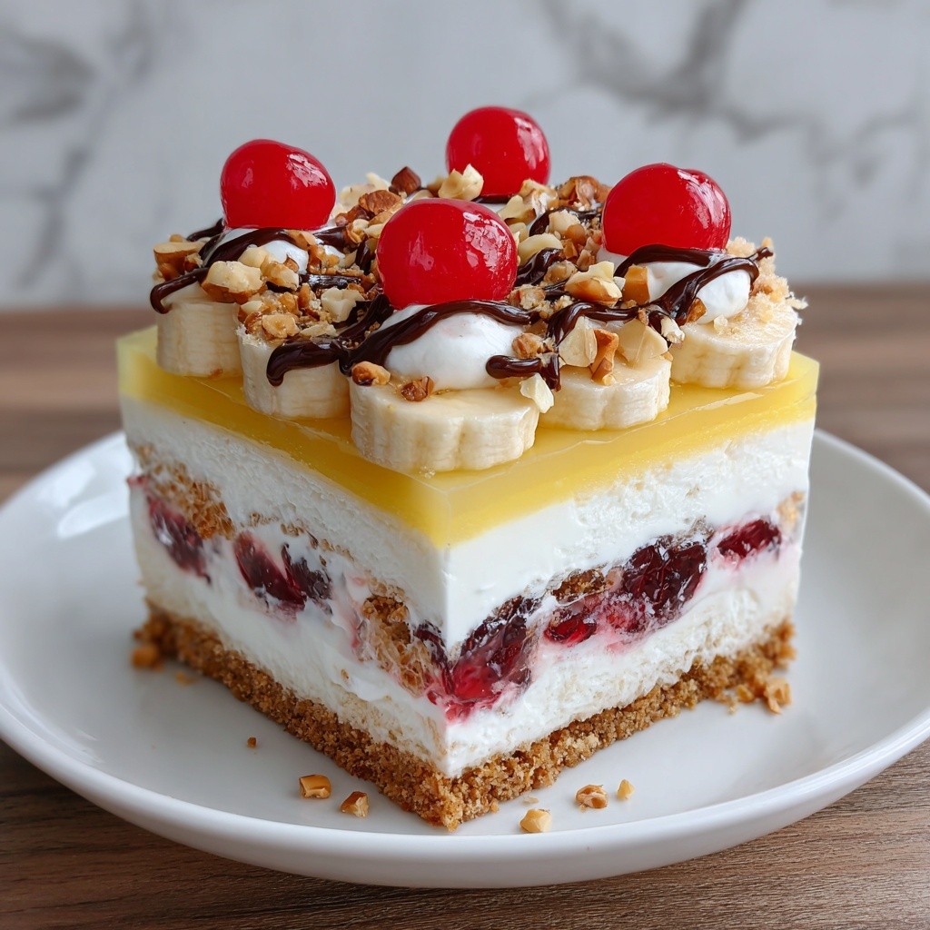 No-Bake Banana Split Cake Recipe - Recipe Image