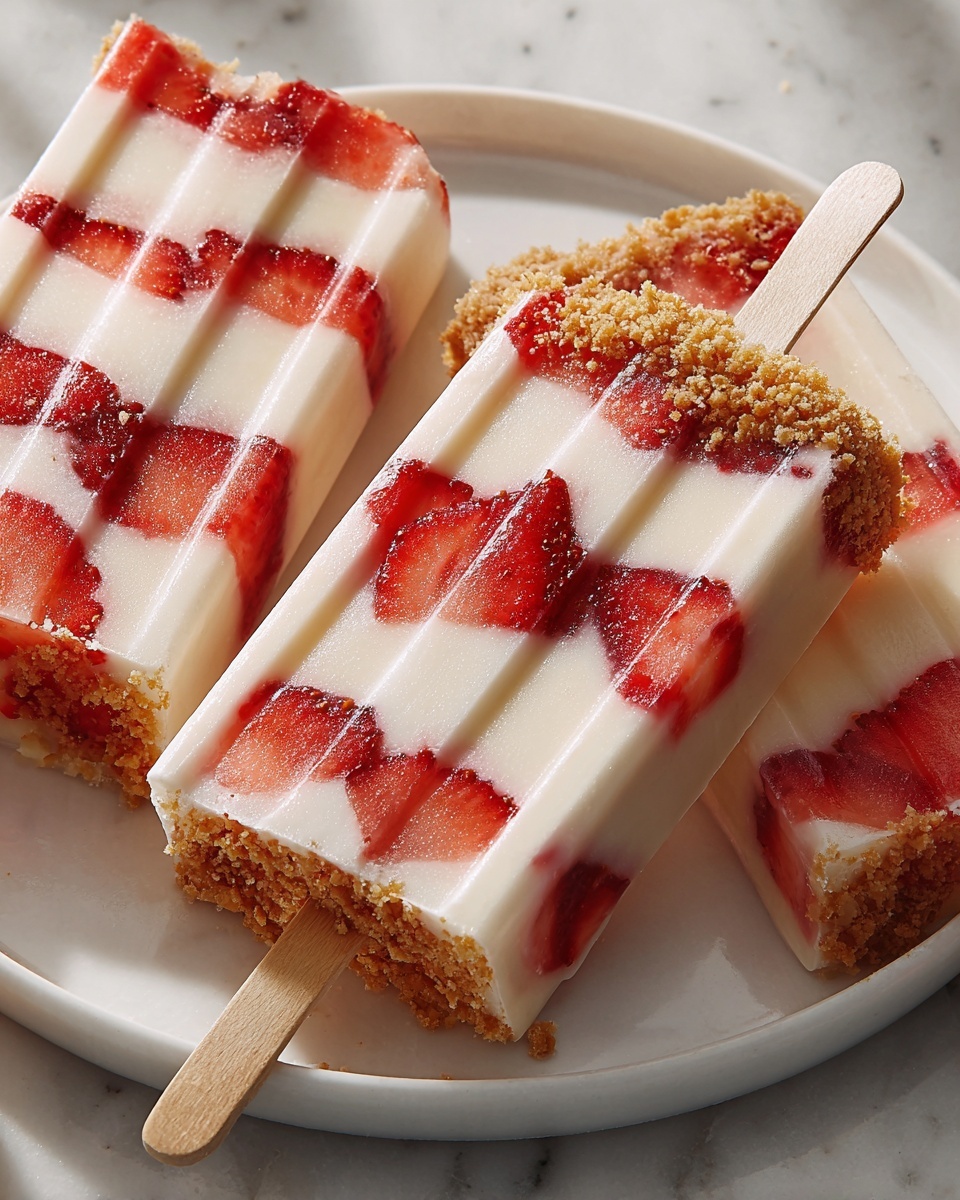 Strawberry Swirl Cheesecake Ice Pops Recipe - Recipe Image
