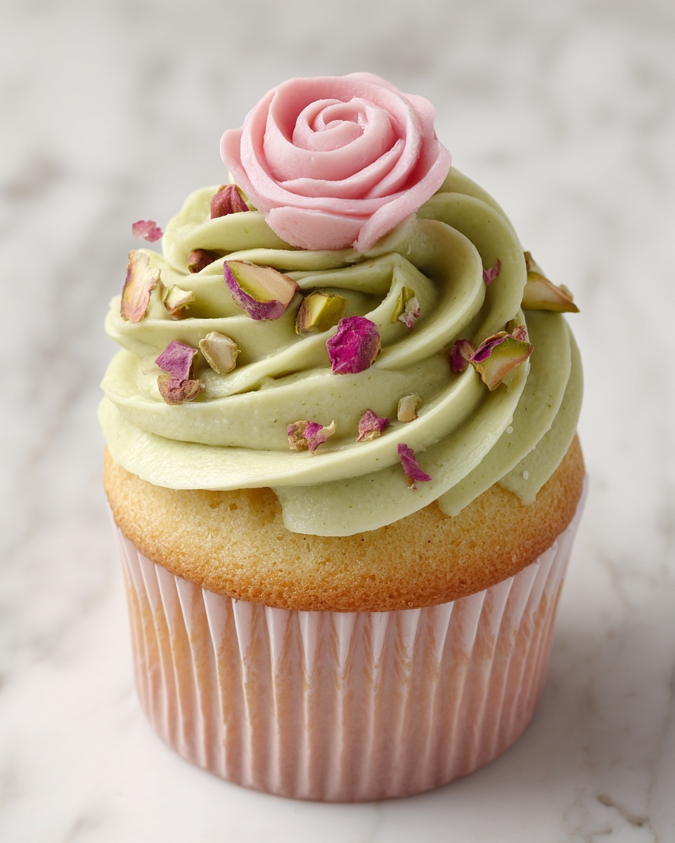 Mini Rose Pistachio Cupcakes Recipe - Recipe Image