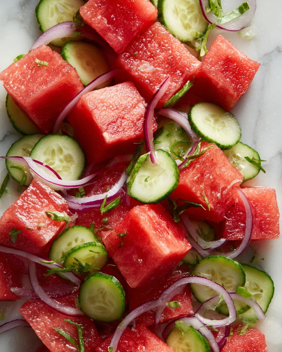 The Ultimate Watermelon Cucumber Salad for Hot Summer Days Recipe - Recipe Image