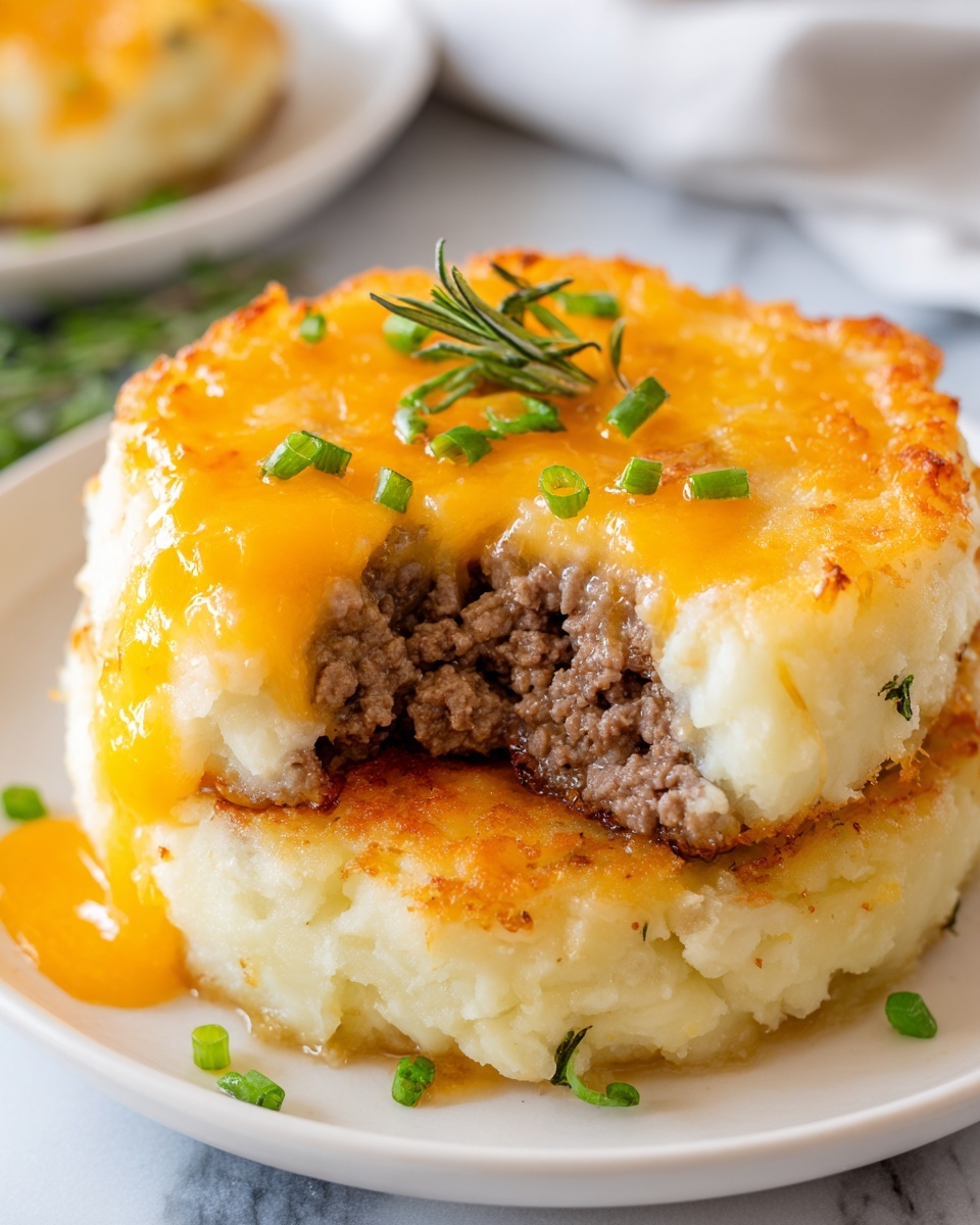 Cheesy Beef Stuffed Potato Cakes Recipe - Recipe Image