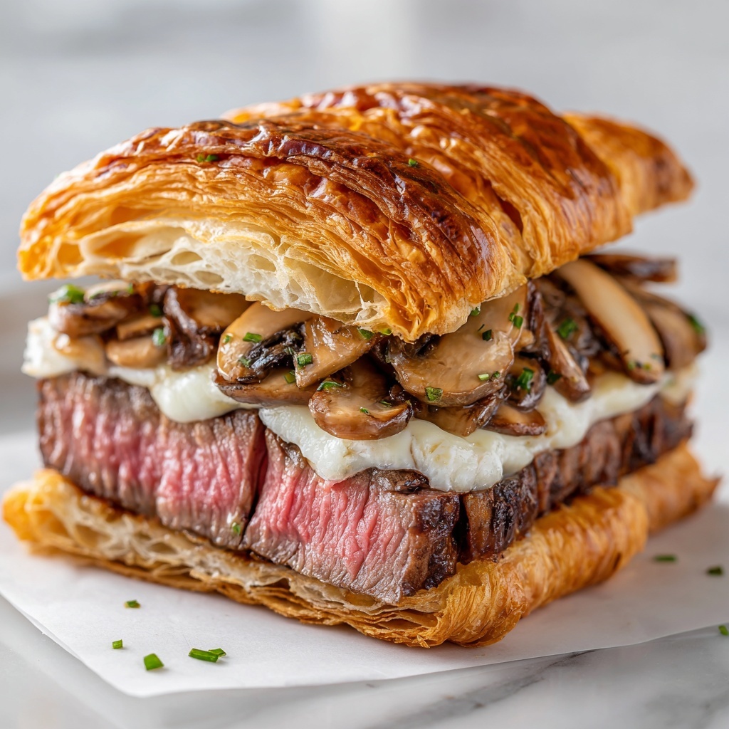 Garlic Butter Steak and Brie Croissant Melt Recipe - Recipe Image