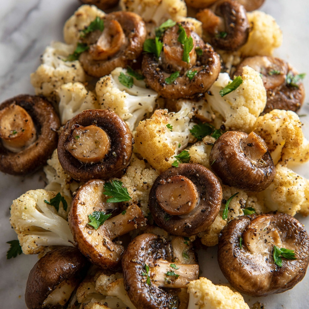 Garlic Mushrooms Cauliflower Skillet Recipe - Recipe Image