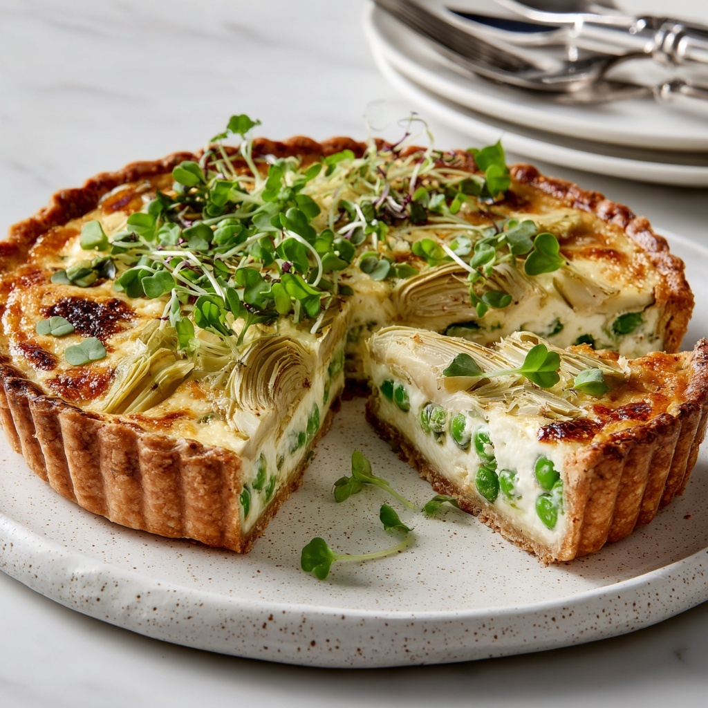 Artichoke & Broad Bean Tart with Watercress Pesto Recipe - Recipe Image