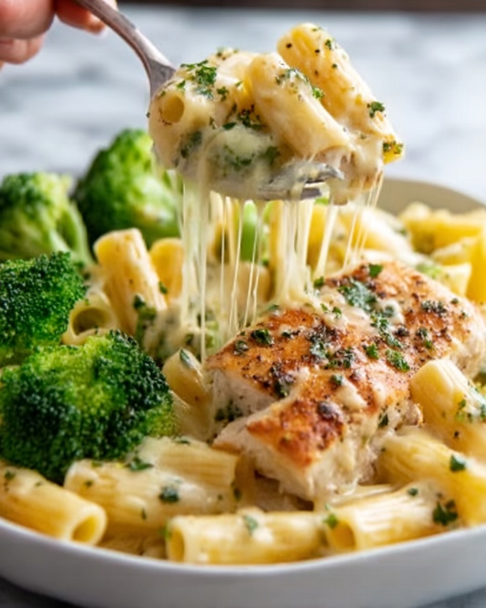 Tuscan Chicken with Creamy Broccoli Alfredo Penne Recipe - Recipe Image