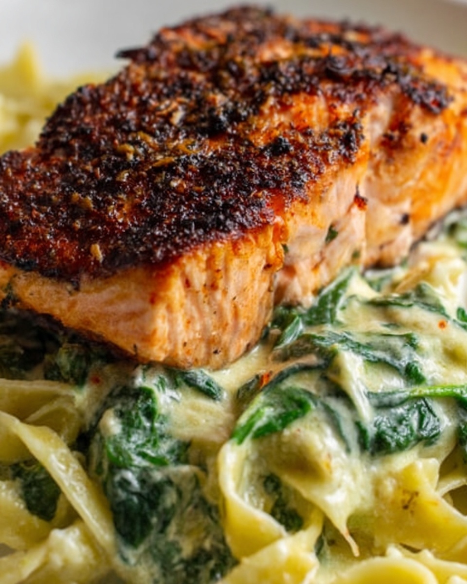 Blackened Salmon Stuffed with Spinach and Parmesan Recipe - Recipe Image