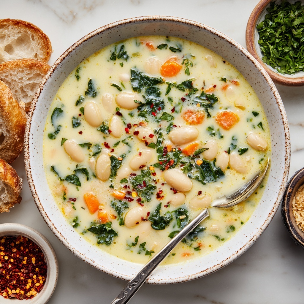 Creamy Tuscan White Bean Soup with Kale Recipe - Recipe Image