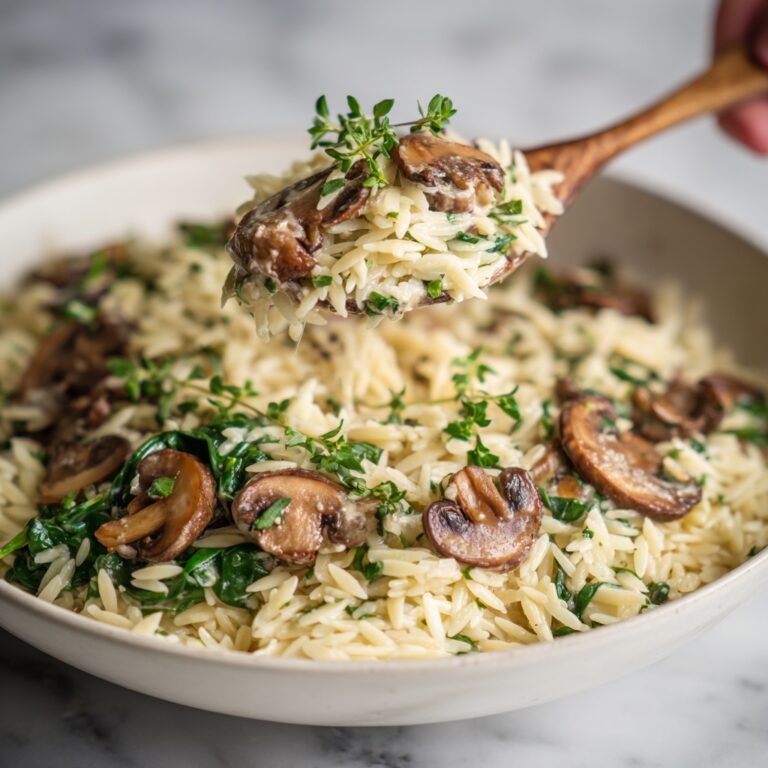 Creamy Spinach and Mushroom Orzo Recipe