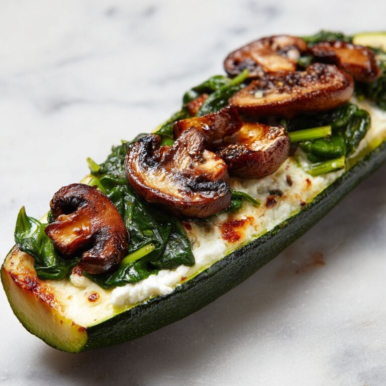 Spinach, Mushroom, and Ricotta Stuffed Zucchini Recipe