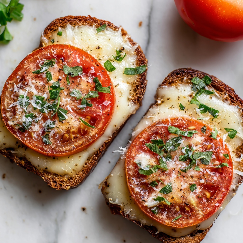Garlic & Cheese Tomato Toast Recipe - Recipe Image