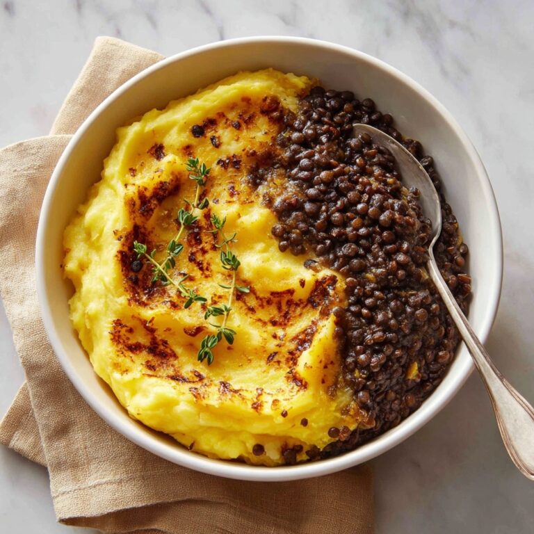 Vegan French Onion Shepherd’s Pie with Lentils & Cauliflower Potato Mash Recipe