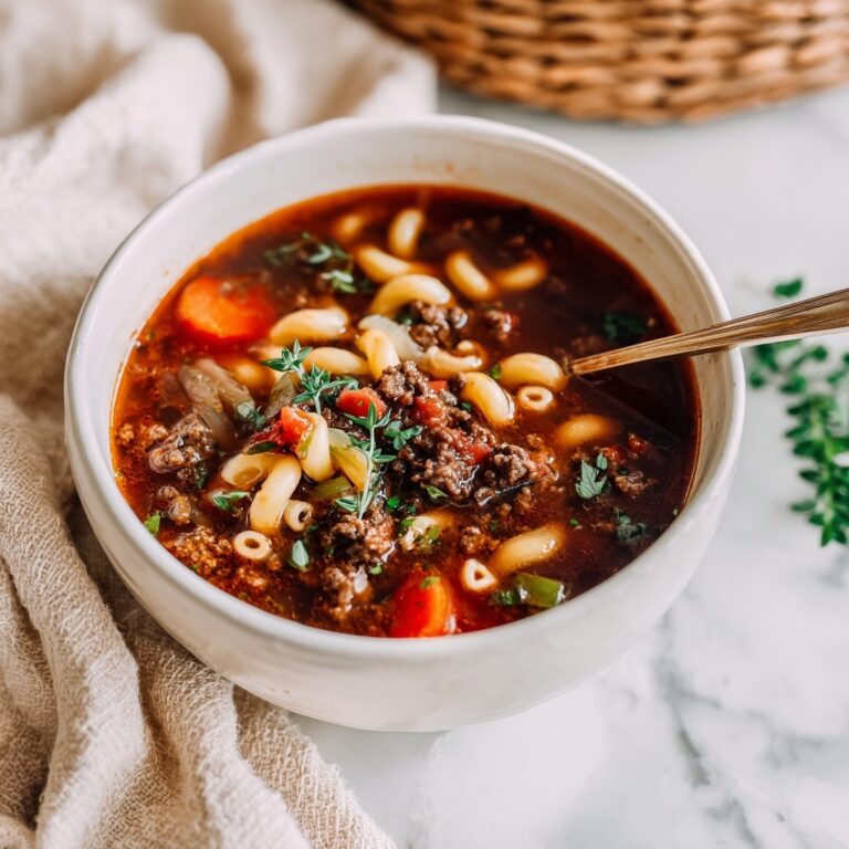 Beef & Tomato Macaroni Soup Recipe
