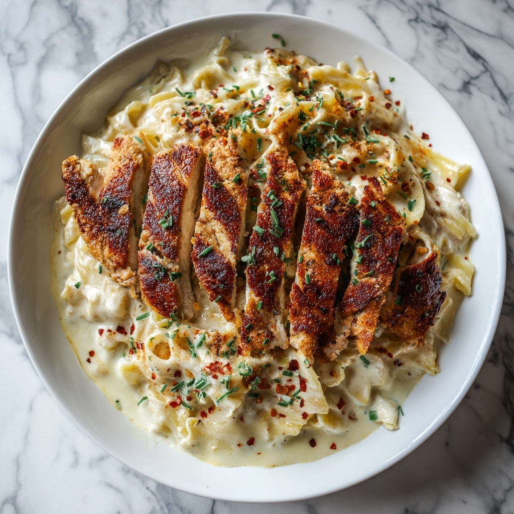 Savory Cajun Chicken over Creamy Parmesan Linguine Recipe - Recipe Image