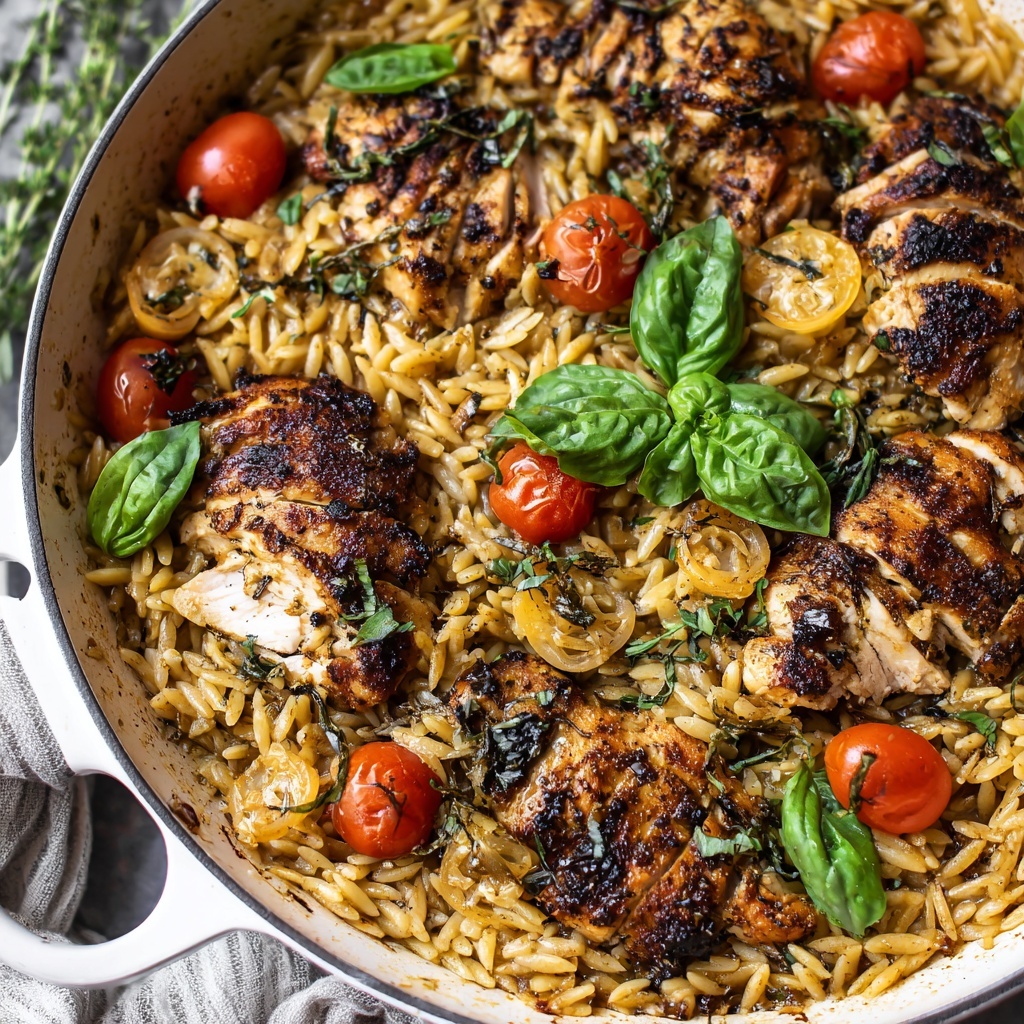 Chicken Orzo with Cherry Tomatoes and Spinach Recipe - Recipe Image