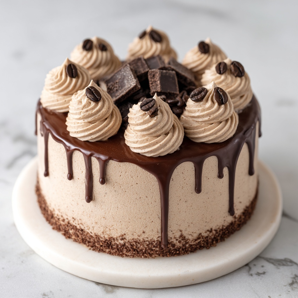 Coffee Ice Cream Cake with Hot Fudge and Chocolate Shavings Recipe - Recipe Image
