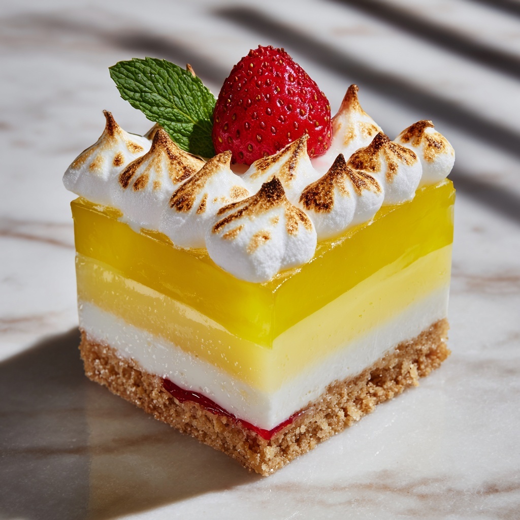 Lemon Pie Bars with Strawberry Meringue Recipe - Recipe Image