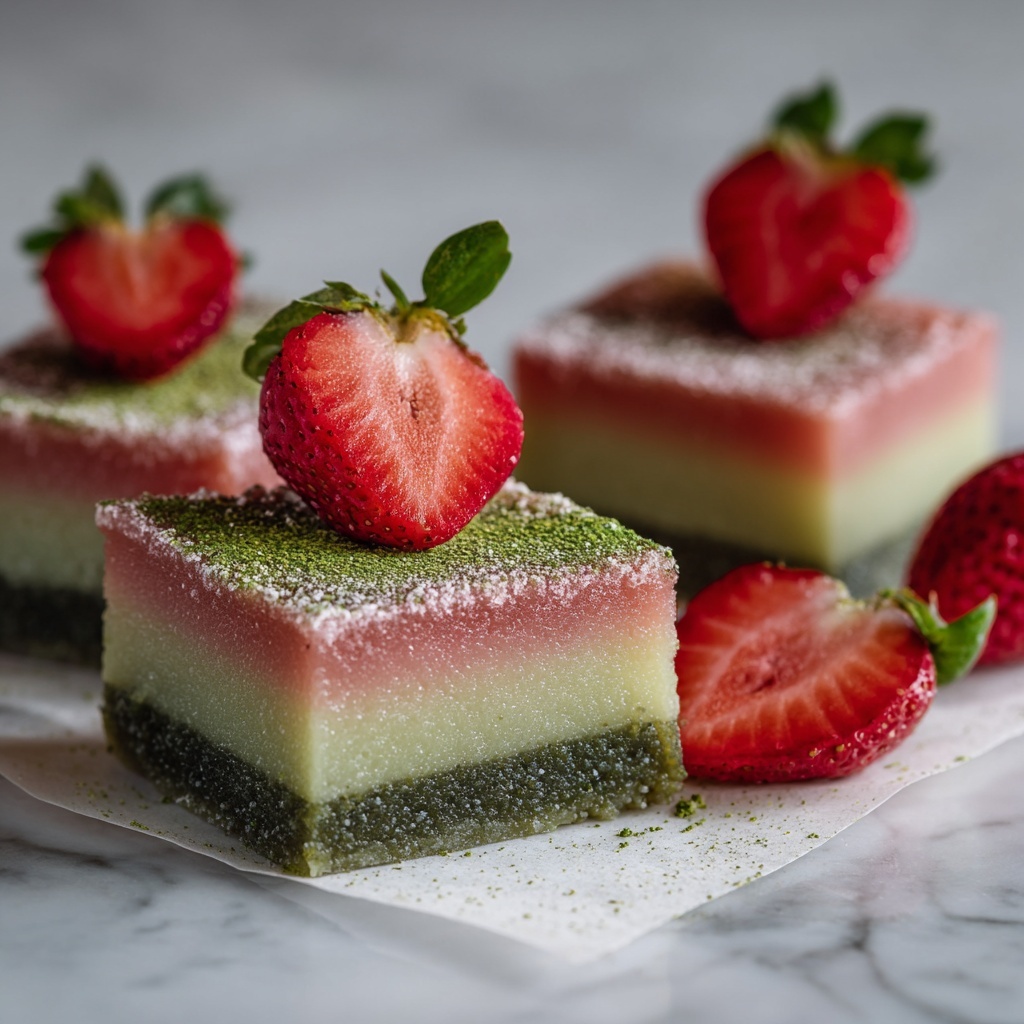 Matcha Strawberry Cream Bars Recipe - Recipe Image