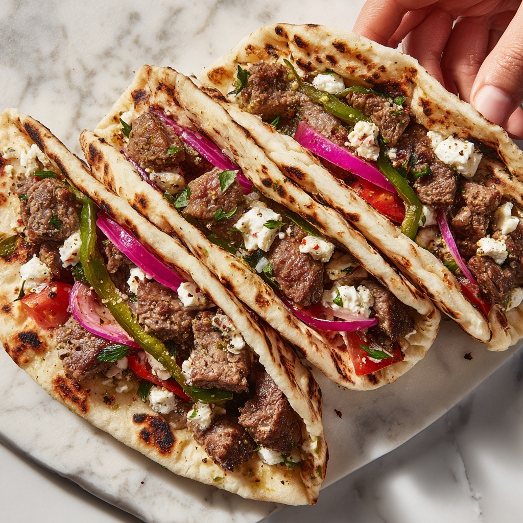 Lamb Gyros with Warm Pita and Toppings Recipe - Recipe Image