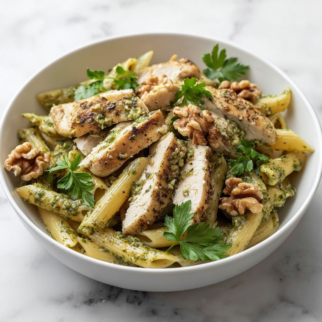 Chicken & Vegetable Penne with Parsley-Walnut Pesto Recipe - Recipe Image