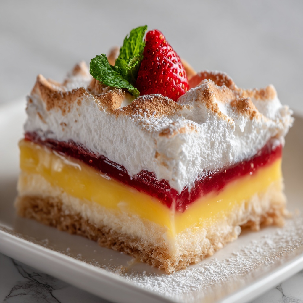 Lemon Pie Bars with Strawberry Meringue Recipe - Recipe Image