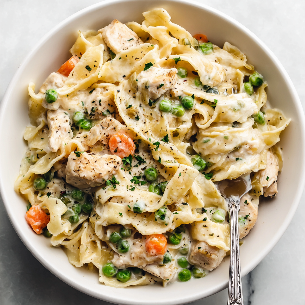 Chicken Pot Pie Noodle Casserole Recipe - Recipe Image