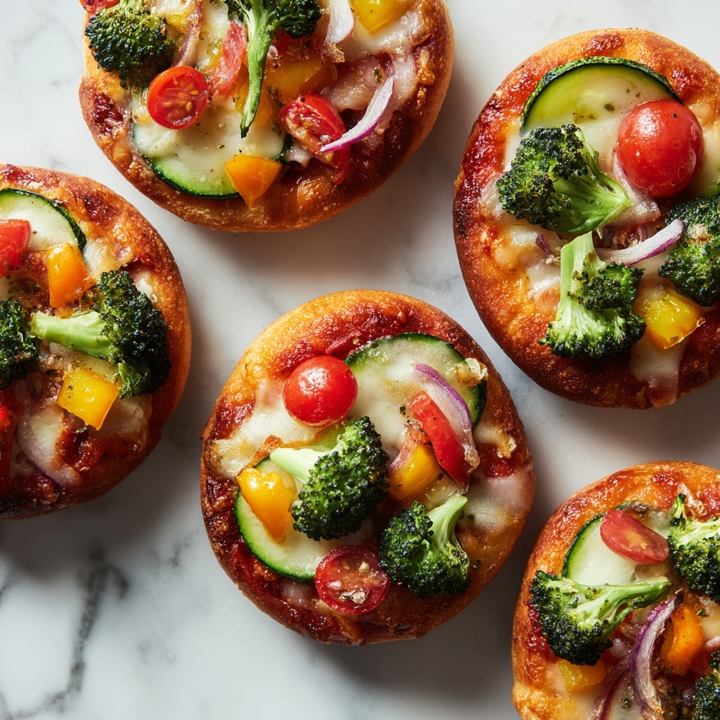 Mini Veggie Pizzas on Cauliflower Crust Recipe - Recipe Image