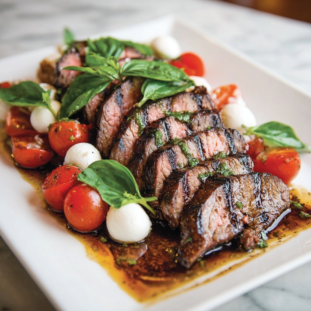Balsamic Caprese Grilled Flank Steak Recipe - Recipe Image