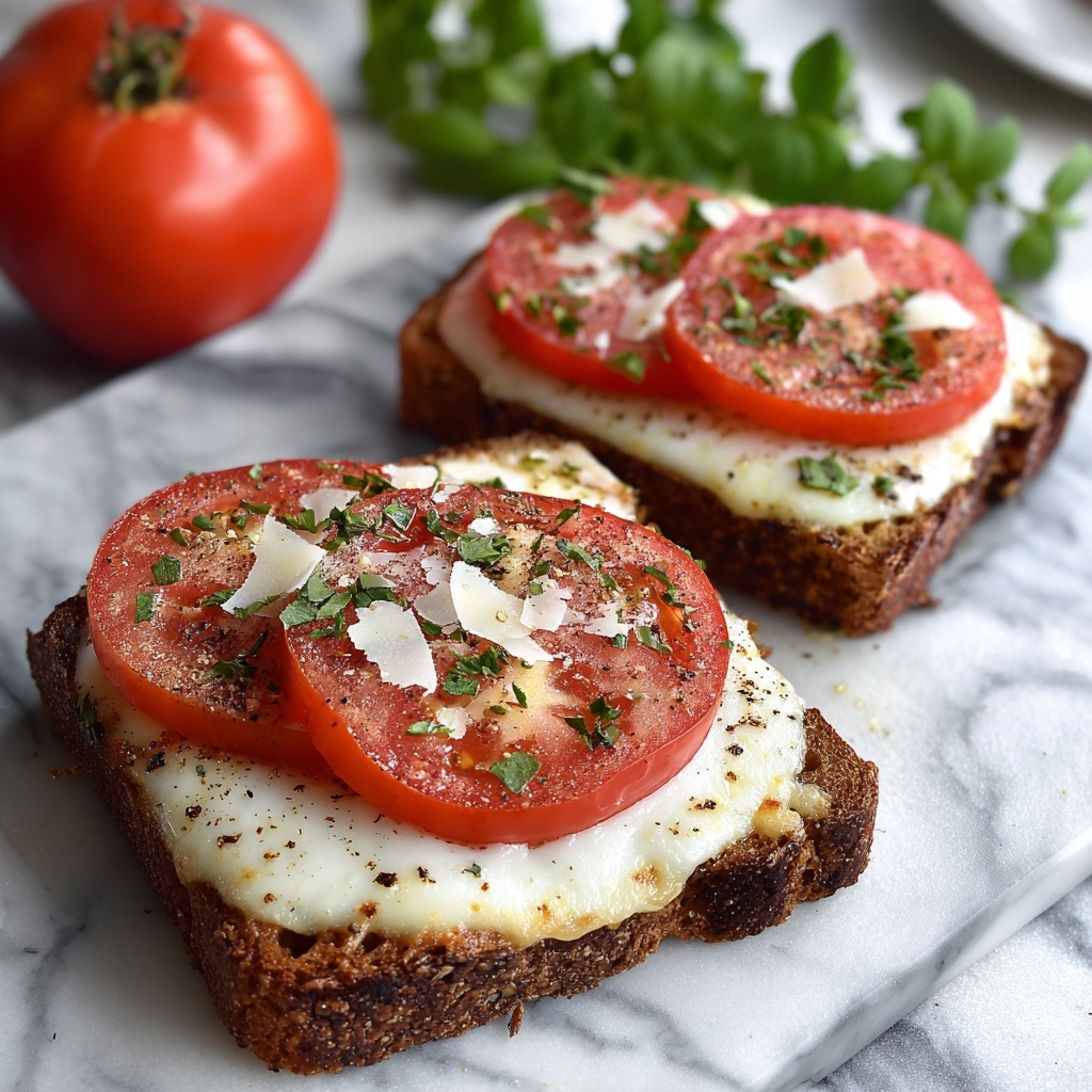 Garlic & Cheese Tomato Toast Recipe - Recipe Image