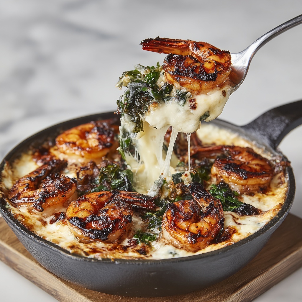 Shrimp and Spinach with Rich Crab Cheese Sauce Recipe - Recipe Image