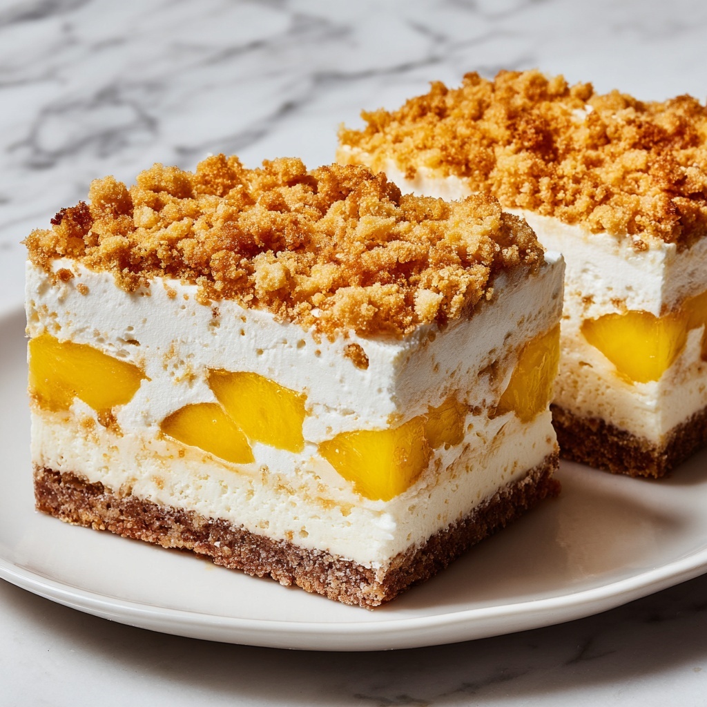Peach Cobbler Cheesecake Bars Recipe - Recipe Image
