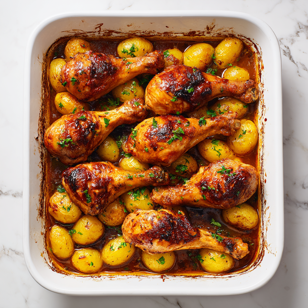 One Pan Lemon Herb Chicken and Potatoes Recipe - Recipe Image